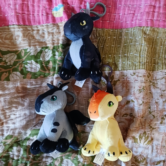 Lot of 3 Wings of Fire Plush Dragon Keychains Morrowseer Starflight Sunny - Picture 1 of 6